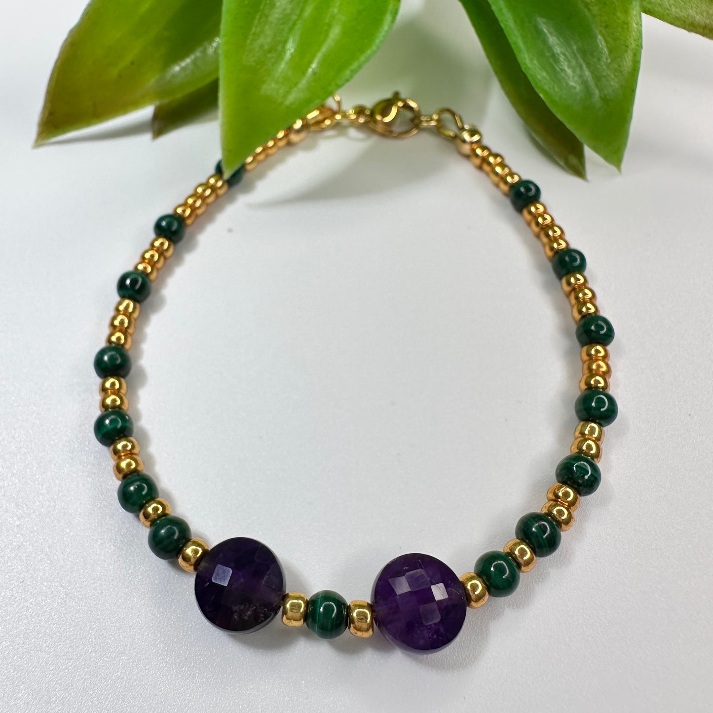 Armband Malachiet & Amethyst