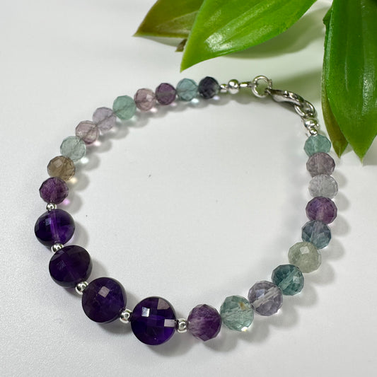 Armband Fluoriet & Amethyst