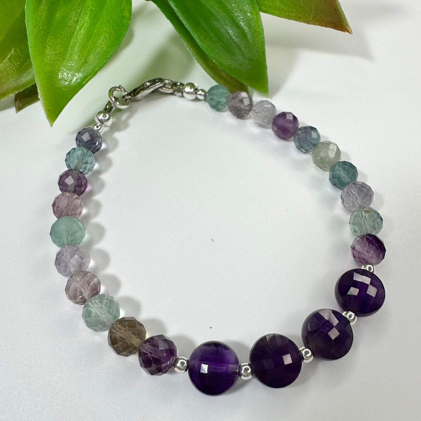 Armband Fluoriet & Amethyst