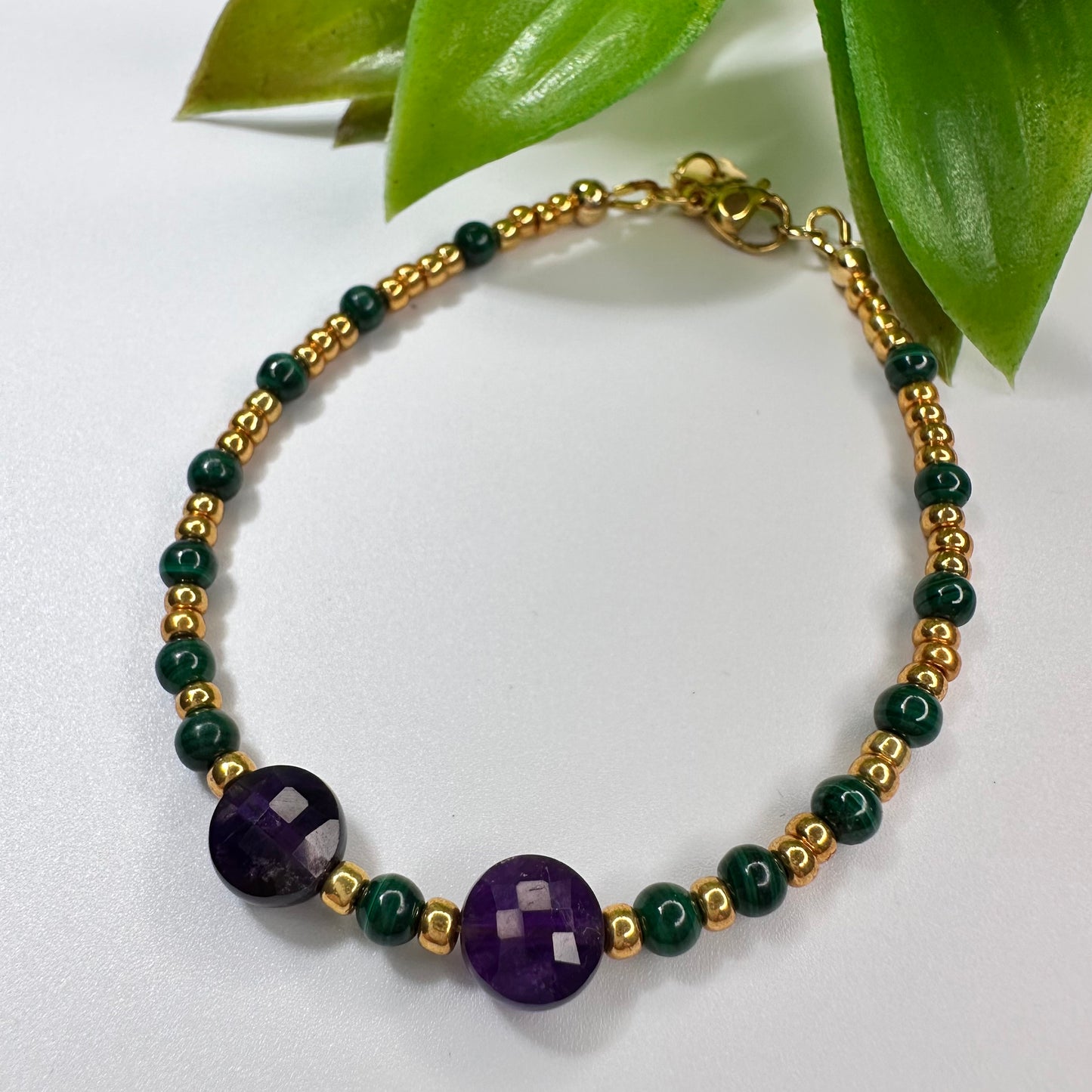 Armband Malachiet & Amethyst